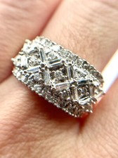 14k Gold Two Tone Ring 0.75 Ctw Diamonds Cocktail Baguetes Ring Band