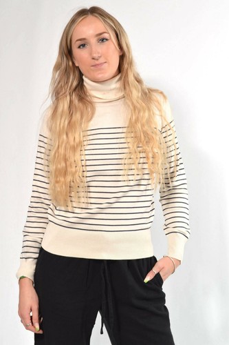 H\u0026M Ivory Polo Neck Jumper Cream Black 