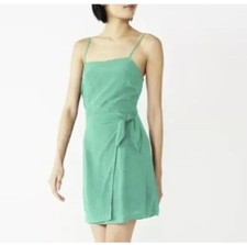 Women's Nine West Side-Tie Faux Wrap Mini Dress Adjustable Straps Size XXL Green