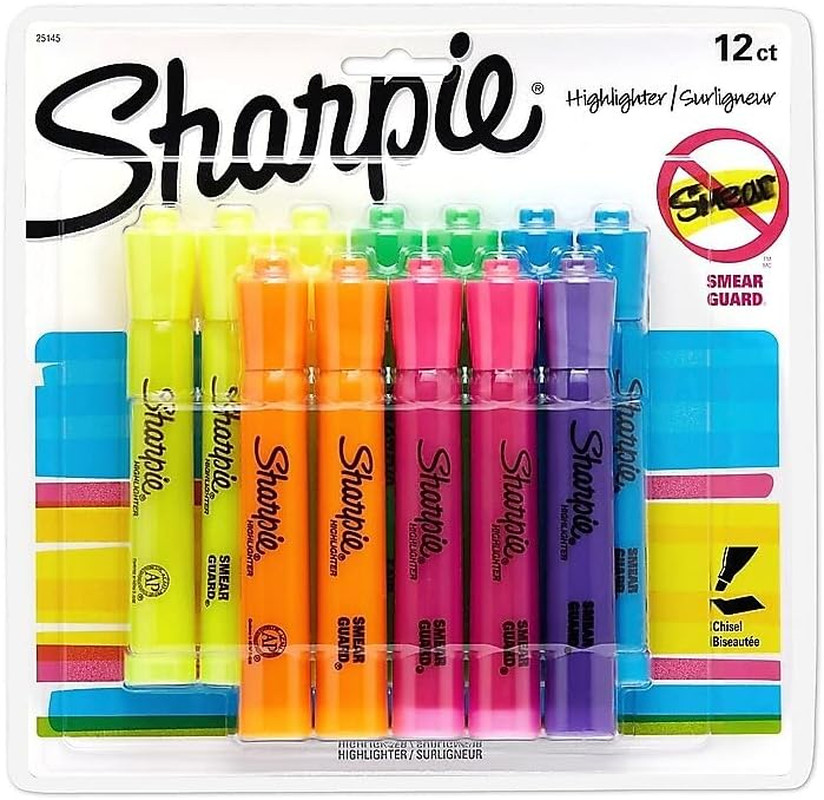 SHARPIE Tank Style Highlighters, Assorted Ink Colors, Chisel