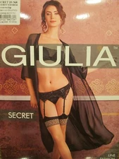 GIULIA SECRET LEOPARD PRINT  GARTER STOCKINGS FINE EUROPEAN 20 DEN 2 SIZES TAN