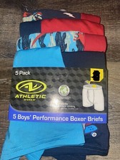 Athletic Works  Boys Boxer Briefs 5-Pair Underwear Polyester Blend B  S