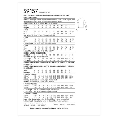 Simplicity Pattern S9157 Mens Retro Bowling Hawaiian Casual Shirt 34-42 & 44-52 - Picture 2 of 6