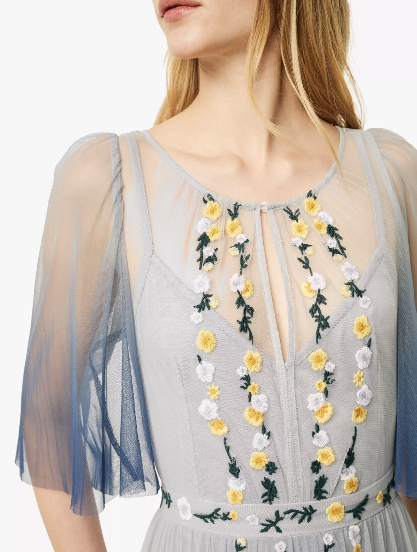 French Connection NEW Ombre Embroidered Maxi Dress In Indigo Size US 6 |  eBay