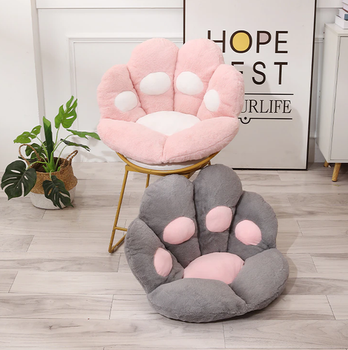 Cat Paw Seat Cushion Soft Plush Padded Fleece Chair Backrest Home Decor Trendy - Picture 5 of 24