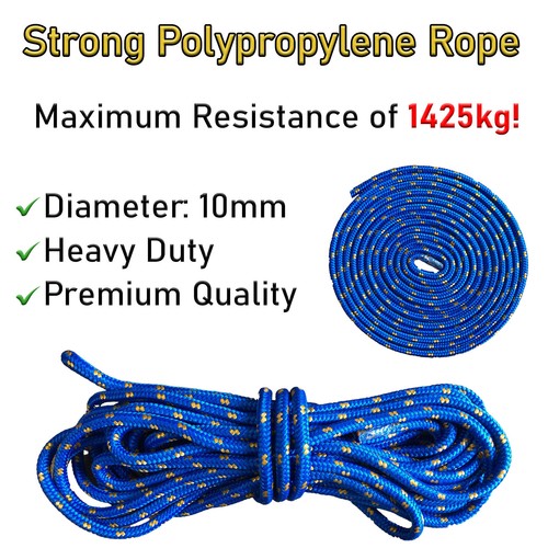 Blaues Polypropylenseil 10 mm strapazierfähig geflochtenes Polykordel Boot Segeln Camping - Bild 7 von 13