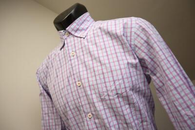 David Donague Dress Shirt Classic Plaid Button Up Mens Size Medium