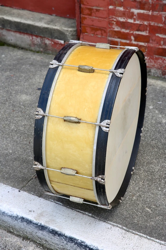 Bajo Leedy Ludwig Madera Kick Drum Vintage Perla Antiguo Instrumento Original 29X12 Foto 4 de 4