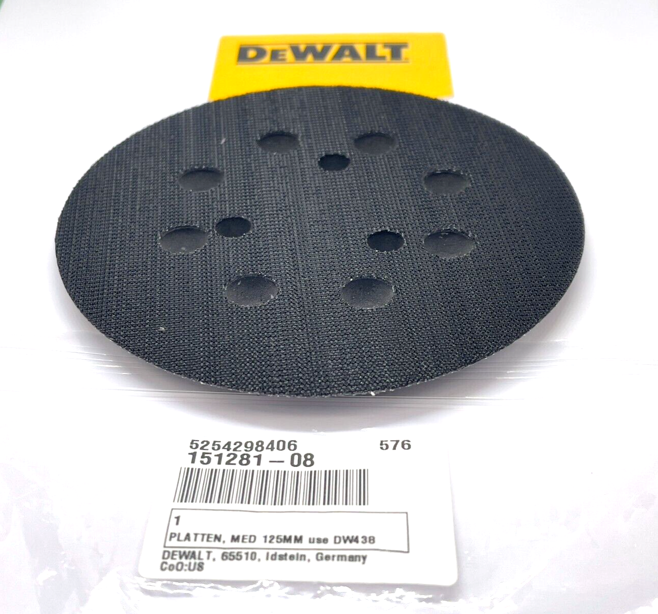 GENUINE DeWALT 15128108 Sander Backing Pad 5” Fit FOR DW421 DW423