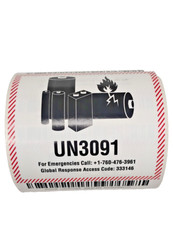 3091 Lithium Ion Battery Transport Caution Warning Labels Stickers, 250 per Roll