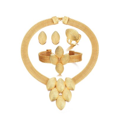 Dubai Gold Jewelry Sets for Women 24K Gold Plated Costume Jewelry for Women P...