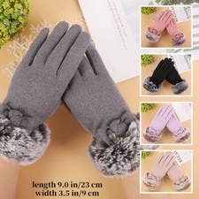 Lady Thermal Gloves Faux Fur Trim Fleece Lined Gloves Touchscreen Driving Winter
