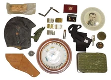 Lot of Military Belt Buckles, Plates, Holster, Misc. Bonanza