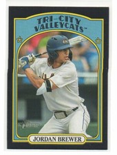 2021 Topps Heritage Minor Black #67 Jordan Brewer #36/50 Tri-City ValleyCats