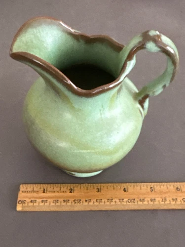 FRANKOMA POTTERY 30A PLAINSMAN PRAIRIE GREEN PITCHER CREAMER VINTAGE