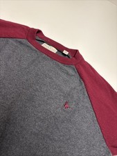 Jack Wills Jumper Small Men  s Grey Burgundy Crewneck Logo Part Wool