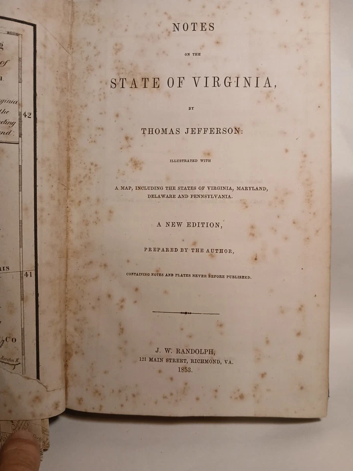 Notes On Virginia.Thomas Jefferson 1853 Edition. Foto 4 de 4