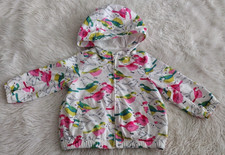 BABY GAP Bird Jacket 18-24 Mon Lightweight Jacket Pink Green Hood Zip Front Hood