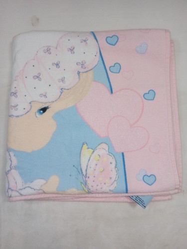 Vintage 2003 Precious Moments Towel Pink Butterfly Girly Feminine Pastel Pretty - Picture 7 of 8