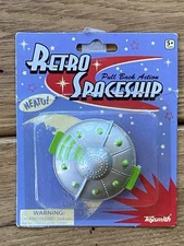 Retro Spaceship Toy UFO Space Toysmith Pull Back Action Flying Disc Vtg