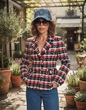 ZARA ZW COLLECTION PLAID PEPLUM BLAZER sz XS Retail price 169