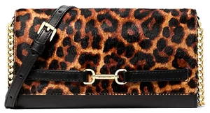 🧡Michael Kors Carson Grand sac croisé - Butterscotch Leopard imprimé cheveux de veau