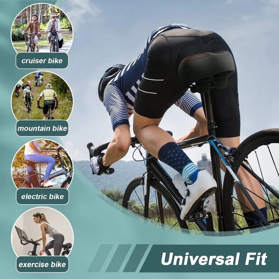 Sillín de bicicleta extragrande - Sillín cómodo, ajuste universal (Roja) NUEVO US Foto 4 de 4