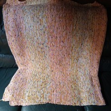 Hand knitted blanket or throw multicoloured 