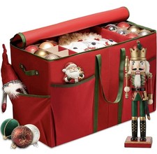 Christmas Ornament Storage Box -Up to 80 Holiday Ornaments with Adjustable Slots
