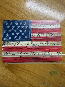 ACEO Original Mixed Media Patriotic Flag By Kim Byrd