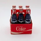 VINTAGE COCA COLA 6 PACK ~ MINI - GLASS BOTTLES & PAPER CARRIER COKE