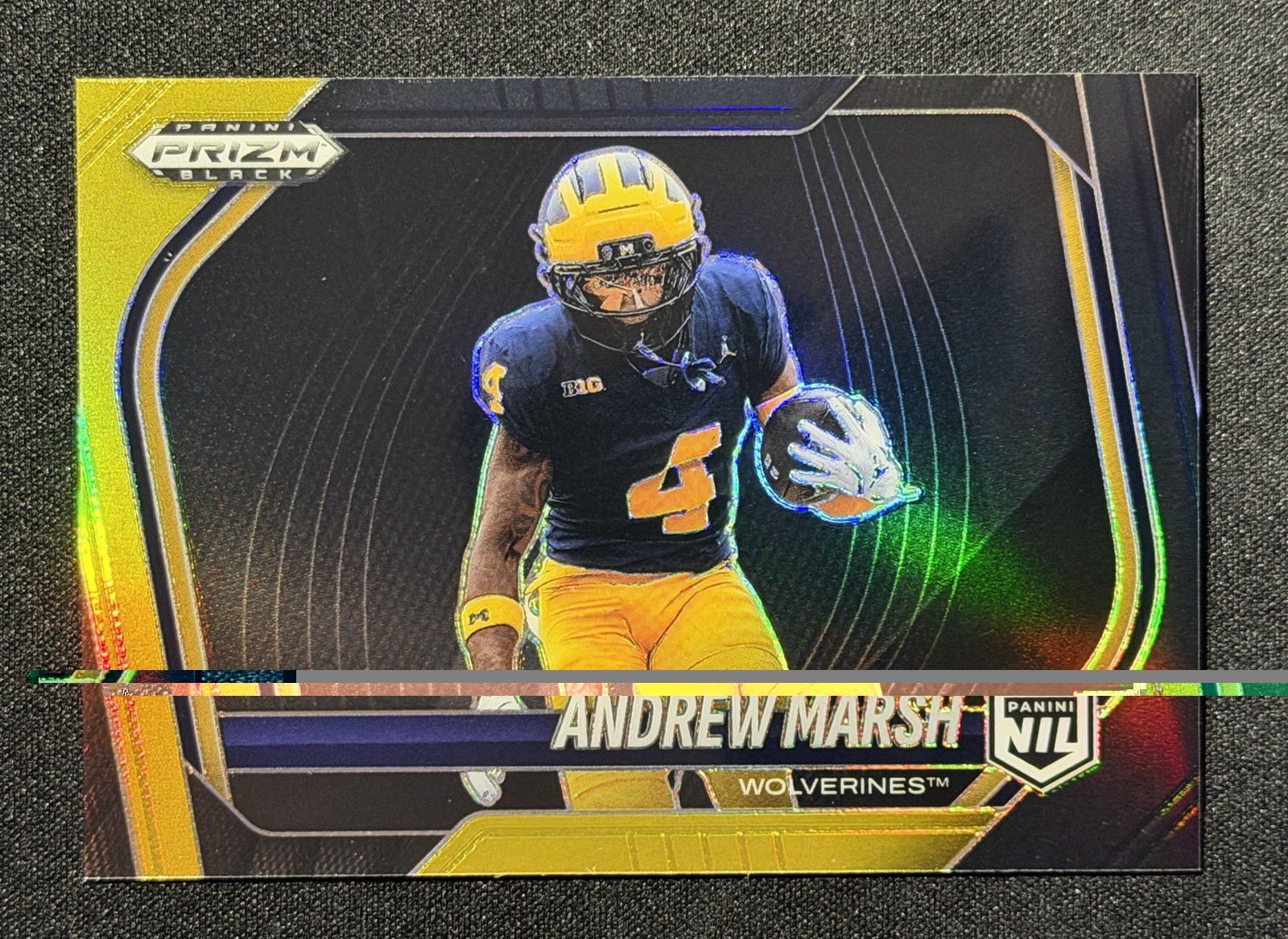 Andrew Marsh 2025 Panini Prizm Black - Black Gold Prizm /5 Michigan Wolverines