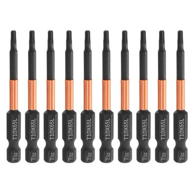 10pcs T10 Torx Head Screwdriver Bit 2.6'' Long 1/4'' Hex Magnetic Screw Driver
