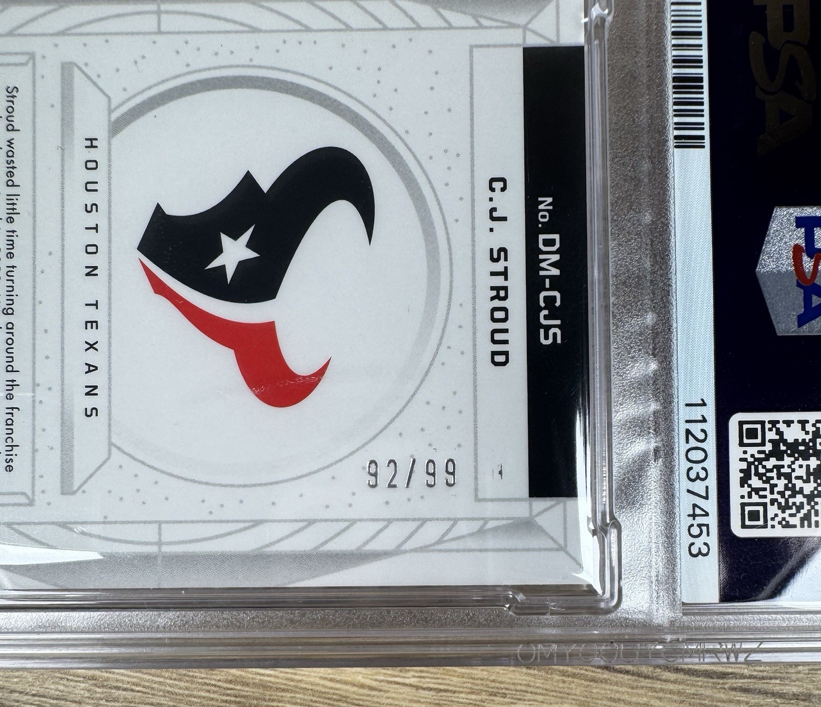 2024 Panini Obsidian - Dusk Memorabilia C.J. Stroud #DM-CJS Silver 92/99 PSA 9 view 3