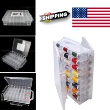 46 Grids Double Sided Sewing Organizer Clear Plastic Storage Box for Threads