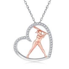 Softball Necklace Gifts 925 Sterling Silver Sport Baseball Baseball/Softball