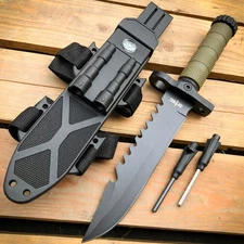 12.5" MILITARY TACTICAL Hunting FIXED BLADE SURVIVAL Knife Multi Tool Outdoor