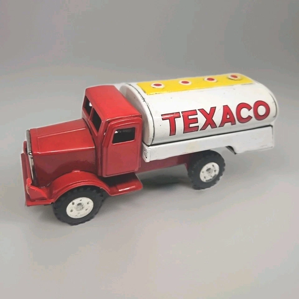 Camión cisterna de fricción de estaño vintage ROJO Y BLANCO TEXACO S1149 hecho en Japón IMPRESCINDIBLE Foto 3 de 4