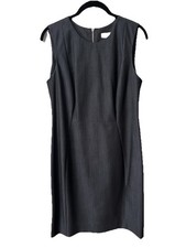Calvin Klein Dress Size 8 Shiny Navy Blue Sheath Office Cocktail Back Zip EUC