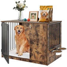 Dog Crate Furniture with Cushion for Large Dogs, 36" Indoor Wooden Dog Kennel...