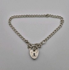 925 Sterling Silver Heart Padlock Bracelet Vintage Hallmarked Birmingham 1972 