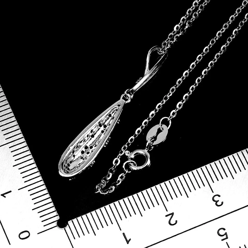 925 Пробы ожерелье сапфир круглый бриллиант огранки топаз драгоценный камень 18 дюймов - Изображение 3 из 4