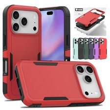 For iPhone 17 16 15 Pro Max 14 13 12 11 Heavy Duty Shockproof Rugged Hybrid Case