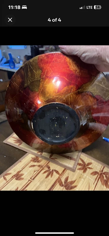 Tazón para servir de laca japonesa rojo dorado plato decorativo Foto 4 de 4