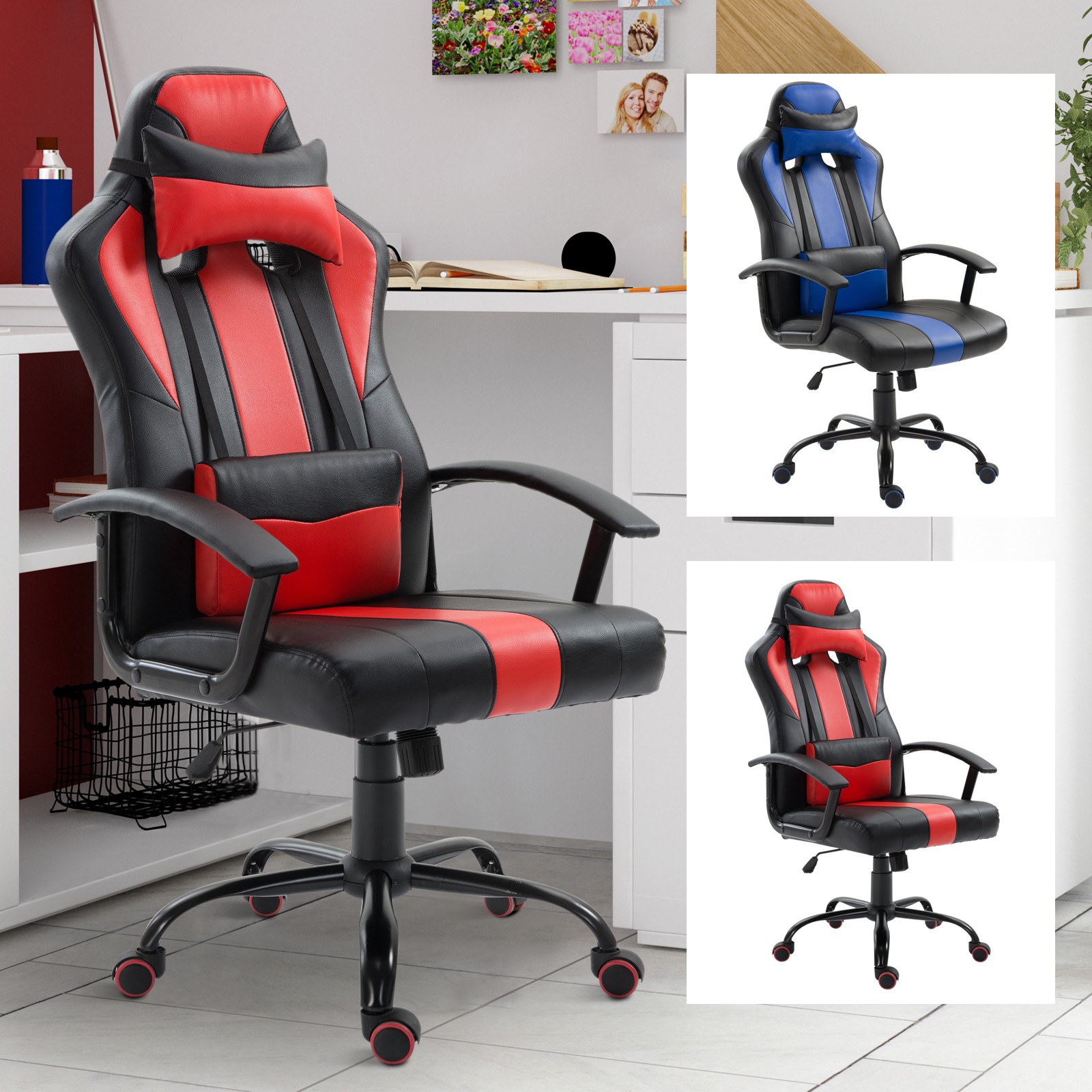 High Back Ergonomic Gaming Chair Swivel Computer Seat Lumbar Support