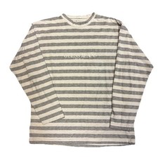 VTG GUESS JEANS USA LONG SLEEVE STRIPED T-SHIRT GREY WHITE SZ L  42 