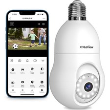 LaView 4MP Bulb Security Camera 2.4GHz,360 2K 4MP-1PK, White