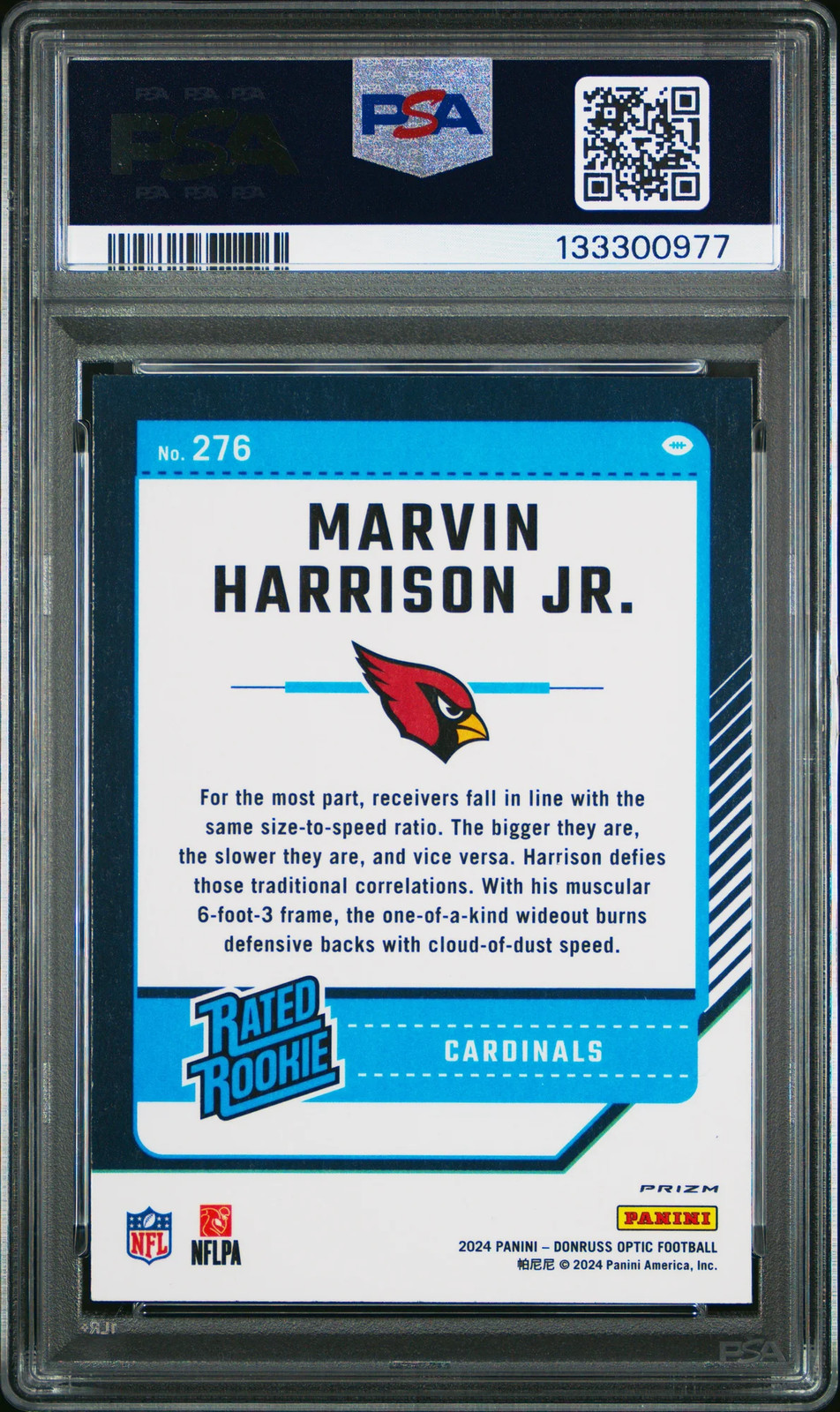 2024 Panini Optic Marvin Harrison Jr One Hundred Emoji PSA 9 view 2