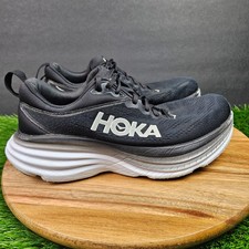 Hoka One One Bondi 8 Running Shoes Women 8 Wide Black White 1127954-BWHT FLAWS 