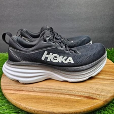 Hoka One One Bondi 8 Running Shoes Women 8 Wide Black White 1127954-BWHT *FLAWS*